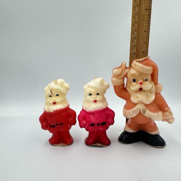 Gurley Christmas Candles Santa Lot of 3 Vintage - Picture 2 of 5